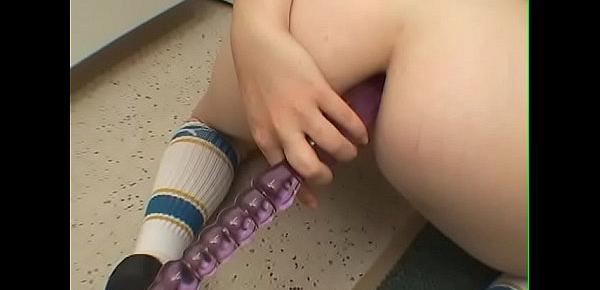  Busty teen whore puts some toys in her ass and pussy